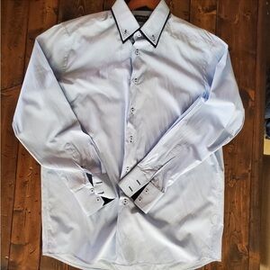 Domani Blue Label Double Collar blue & black cuffs size 3XL 19” Neck